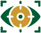 "Green crosshair focusing on a gold target, symbolizing precision and accuracy in aim."